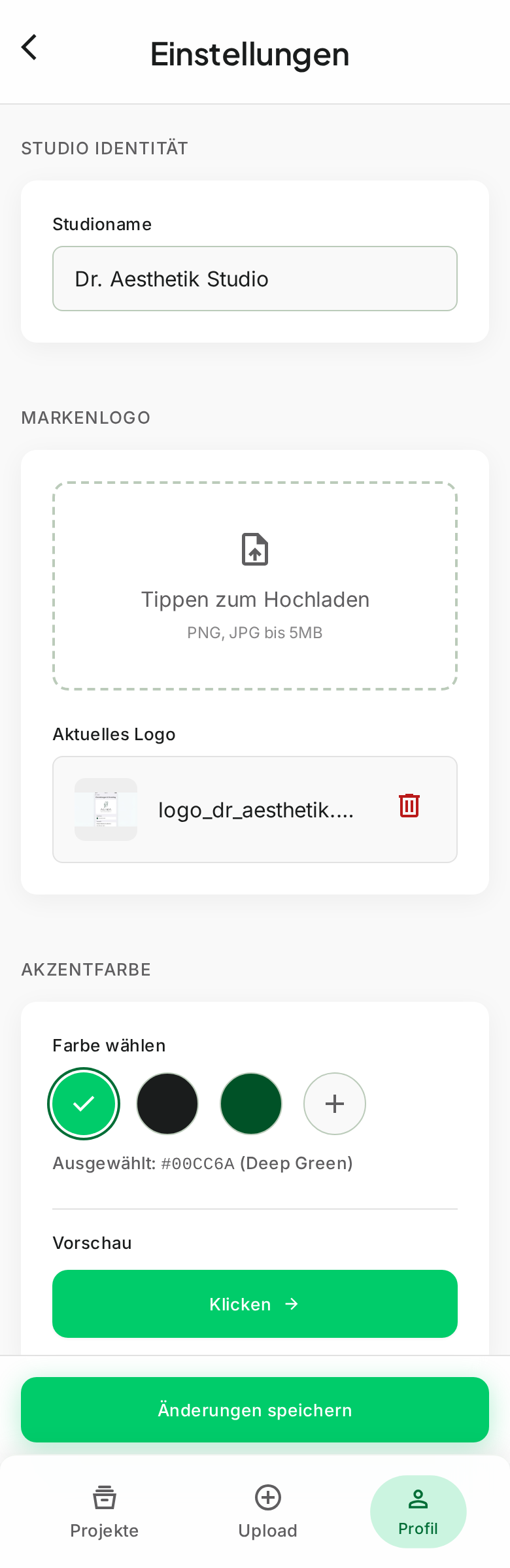 vnPro mobile Einstellungen und Branding